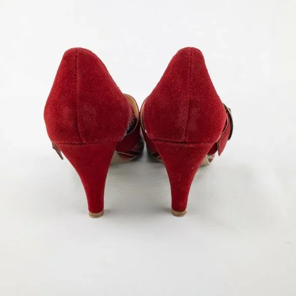 Red Plaid Mary Jane Heels - Picture 5 of 10